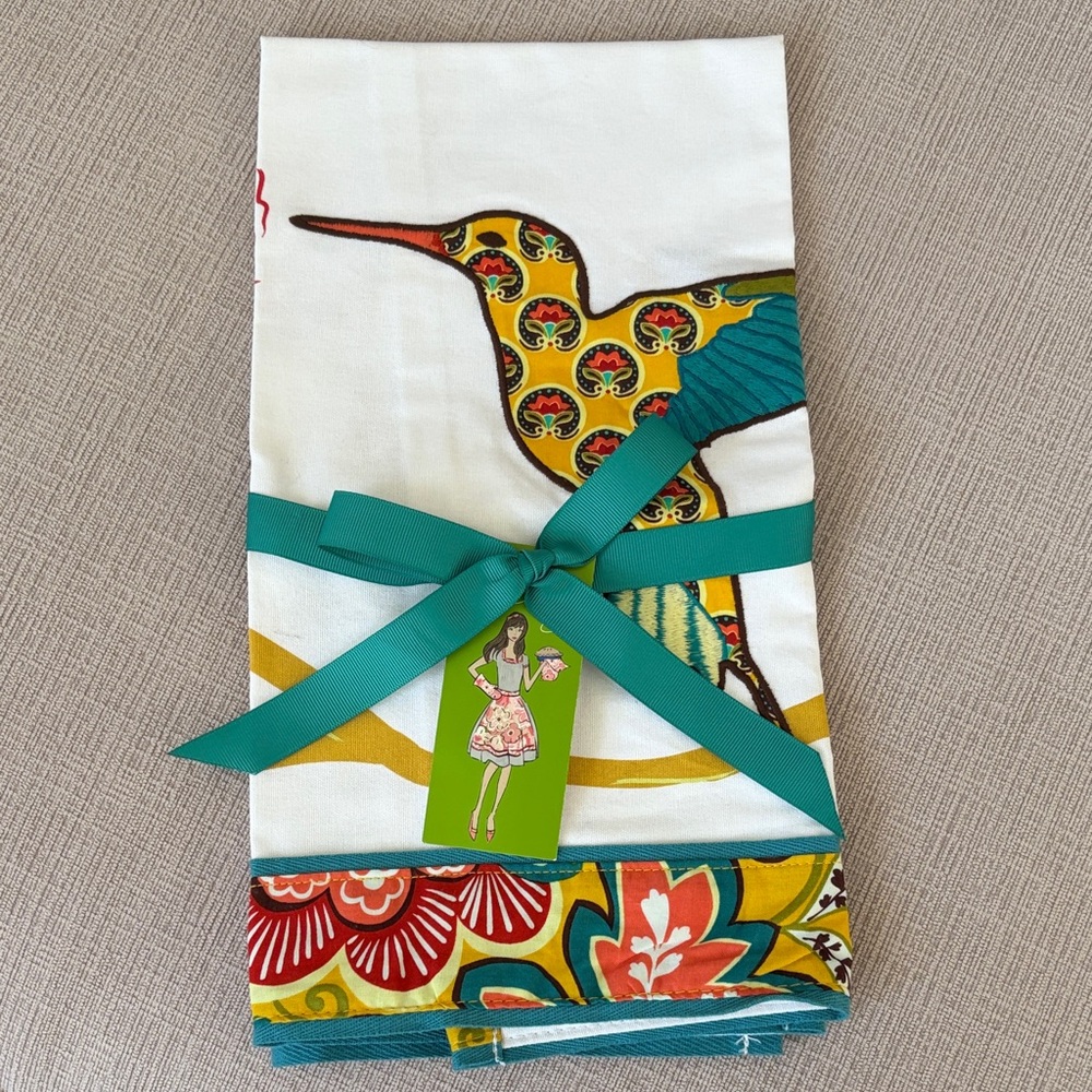 NWT Vintage Vera Bradley Embroidered Bird Tea Towel